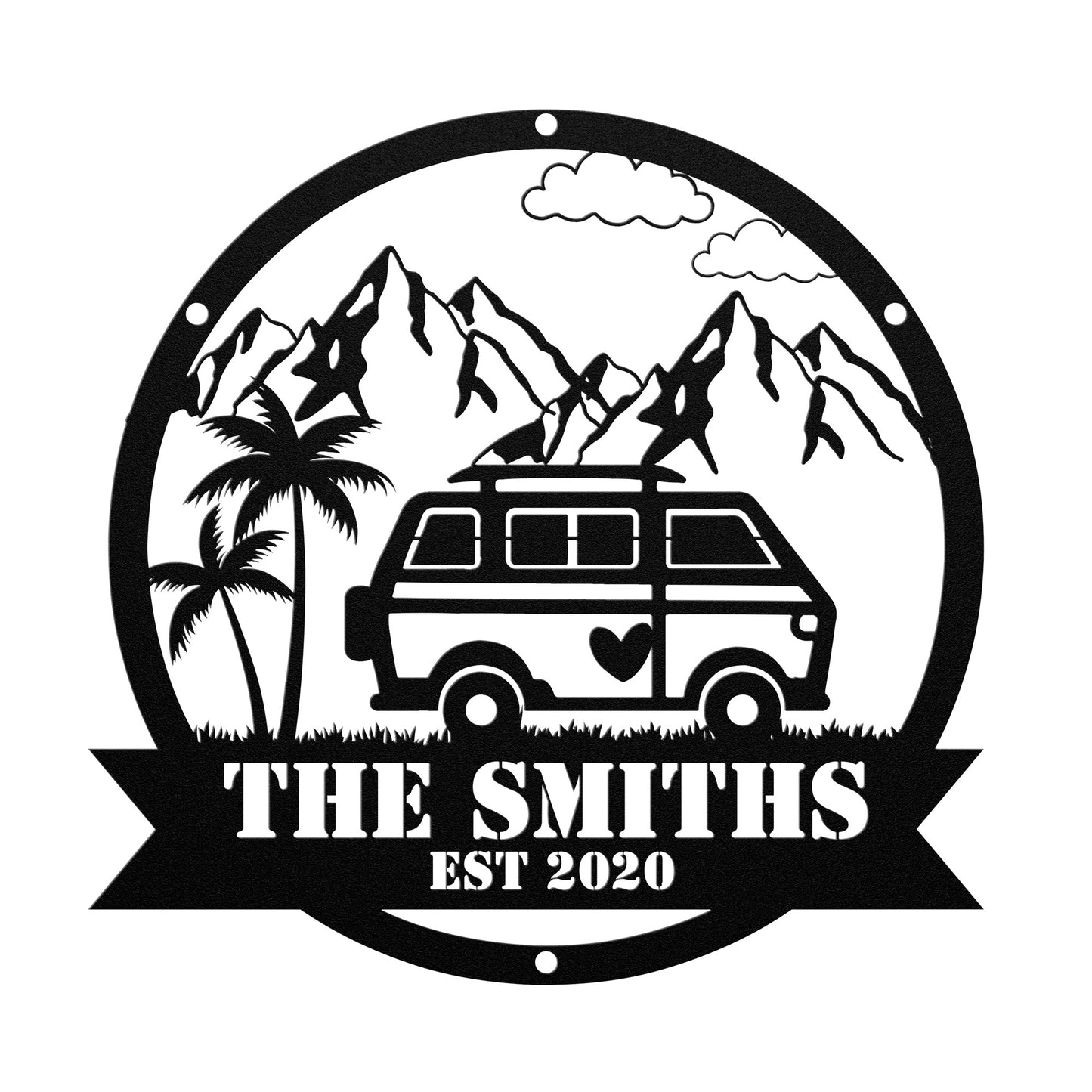 personalized family name camping wall art