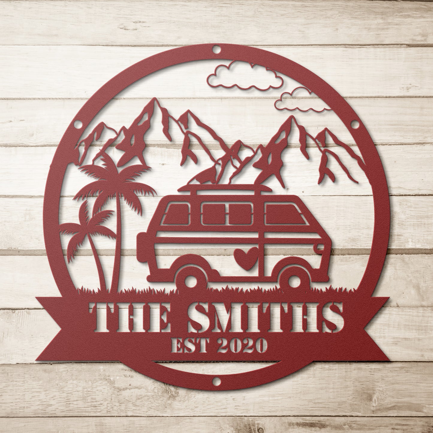 personalized family name camping wall art